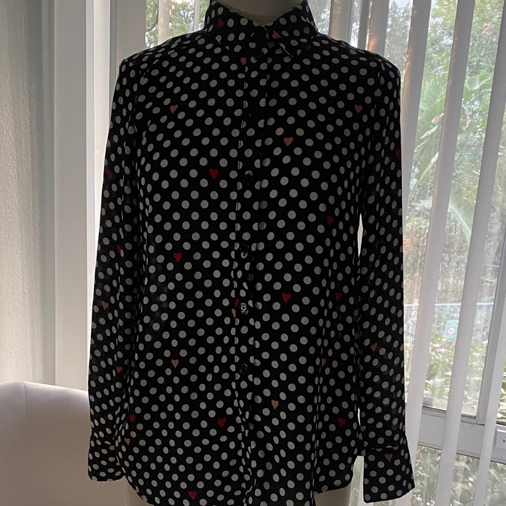 Black Polka Dot Button-Up Shirt 4X$20